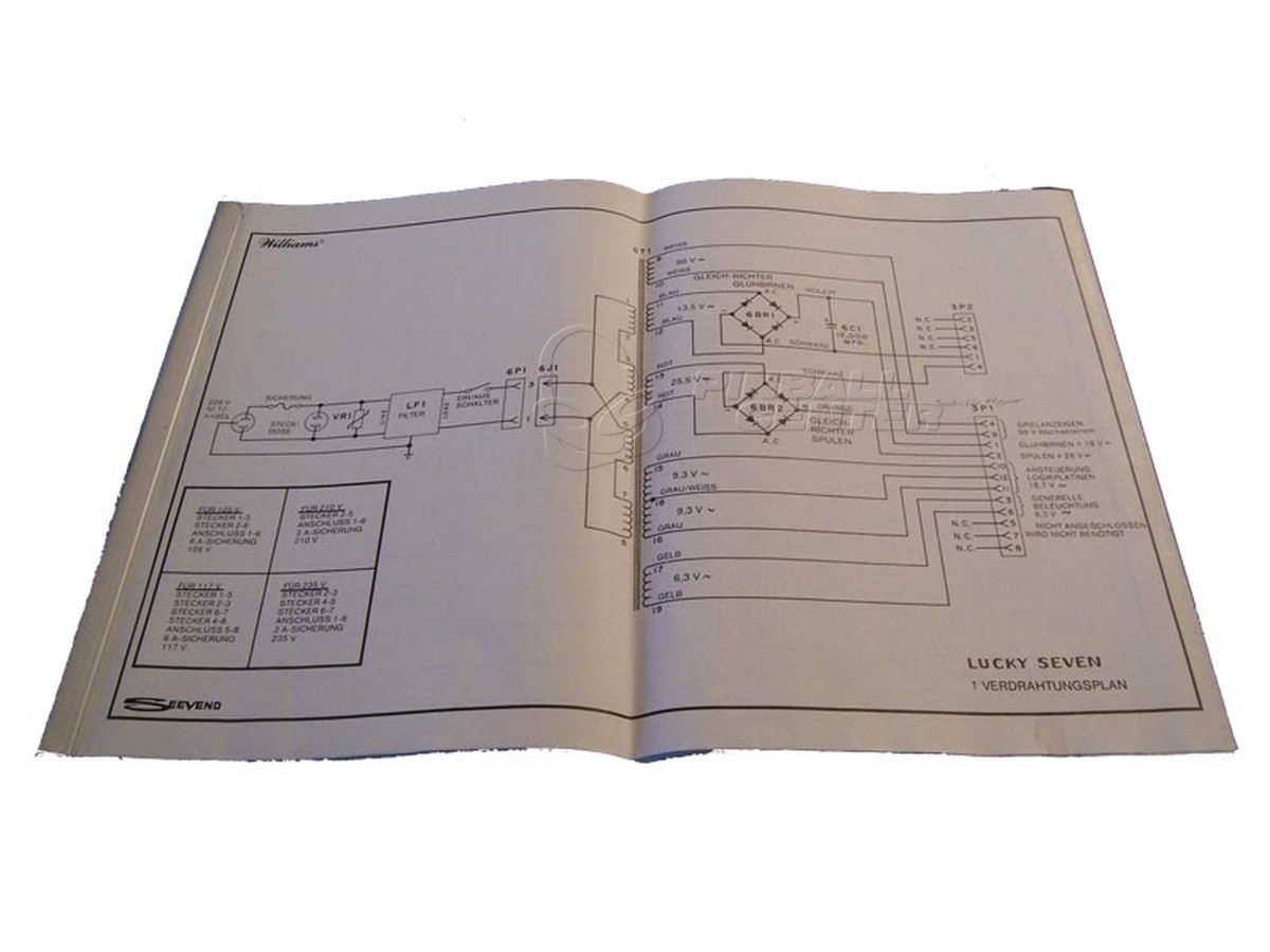 Lucky Seven Schaltplan, Williams - original