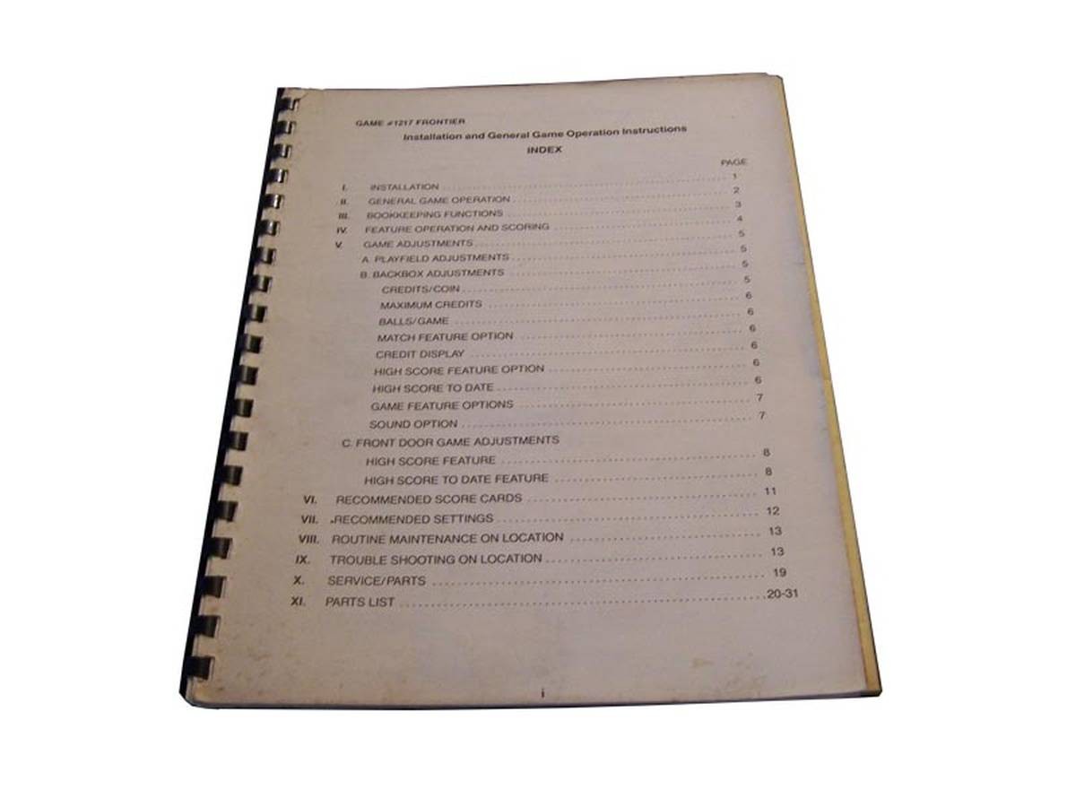 Frontier schematics, Bally - original