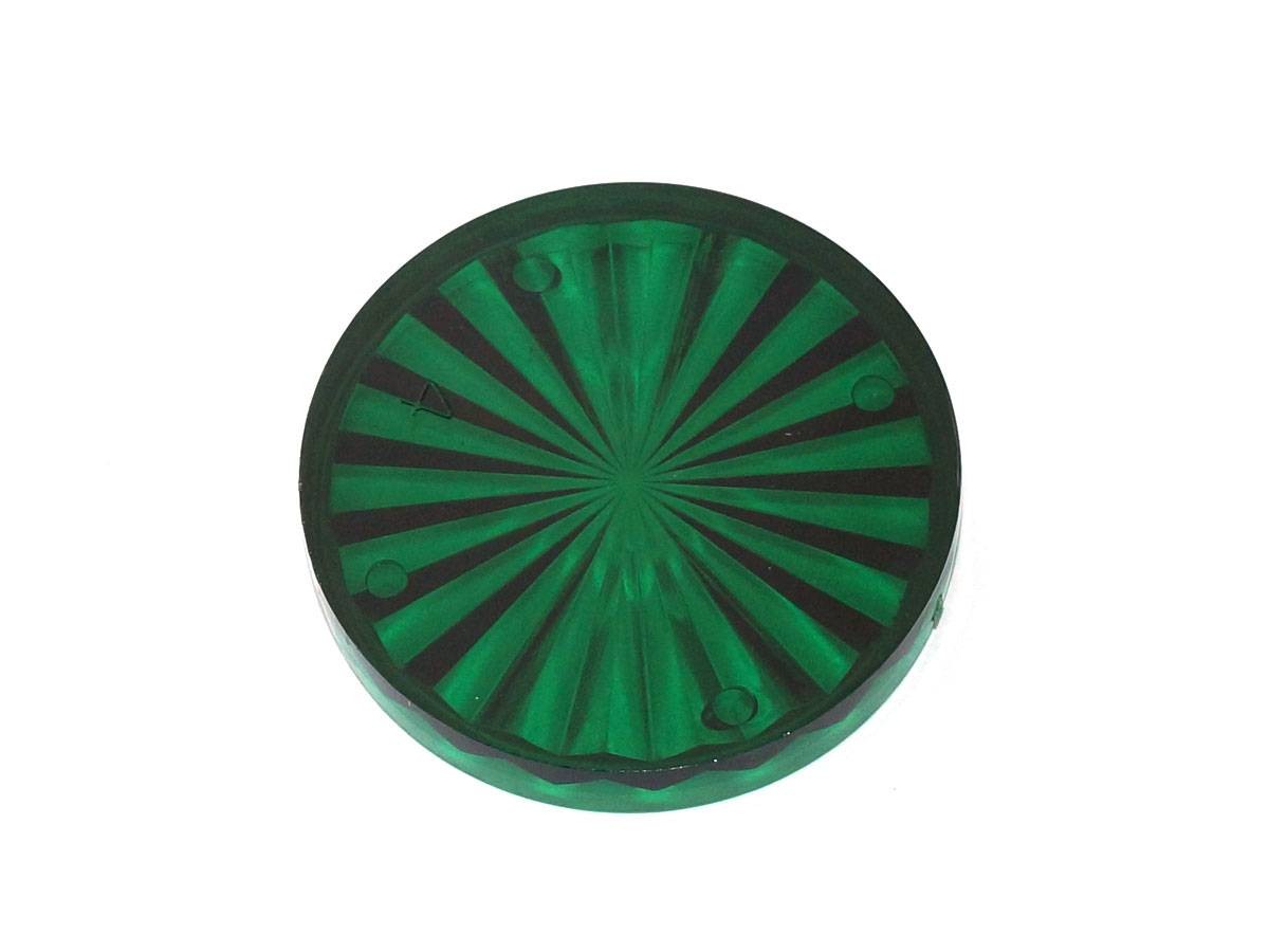 Insert 1 1/2" round, green transparent "Starburst"