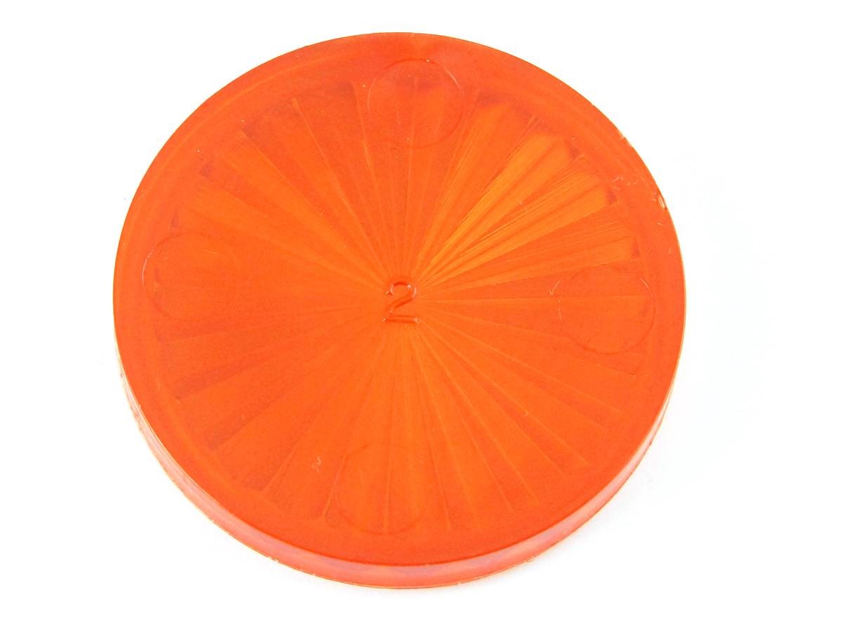 Insert 1 1/2" round, amber transparent "Starburst" (PI-112RAS)