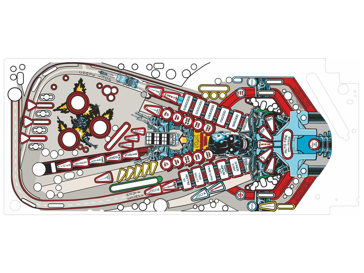 Printed Playfield Protektor für Terminator 2 "Neon Edition"