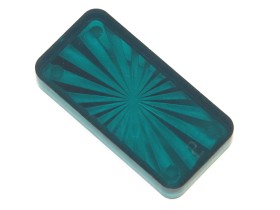 Insert 1-1/2" x 3/4 rechteckig, teal transparent "Starburst"