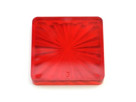 Insert 1-1/2" square, red transparent "Starburst"