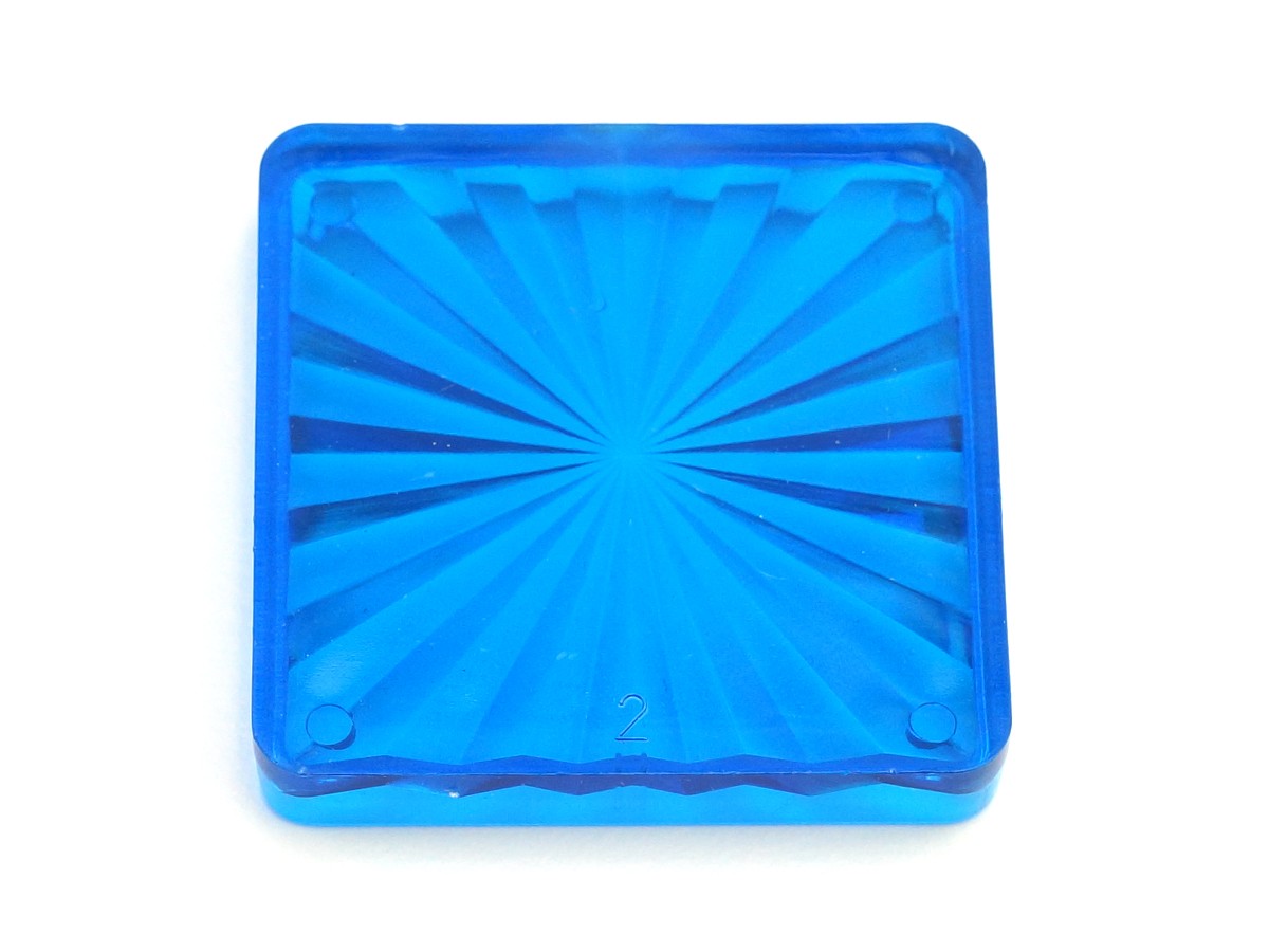 Insert 1-1/2" quadratisch, blau transparent "Starburst"