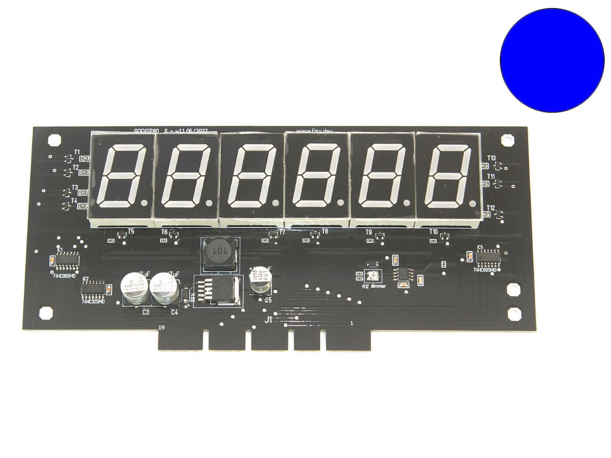 6-digit Display for Gottlieb System 80, blue