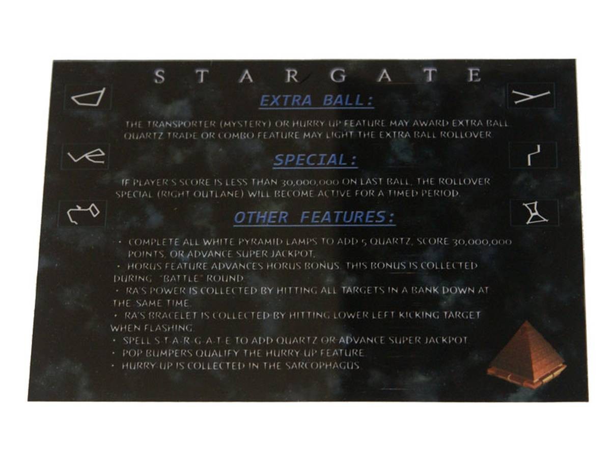 Instruction Card for Stargate, transparent