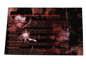 Instruction Card for Freddy: a Nightmare on Elm Street, transparent