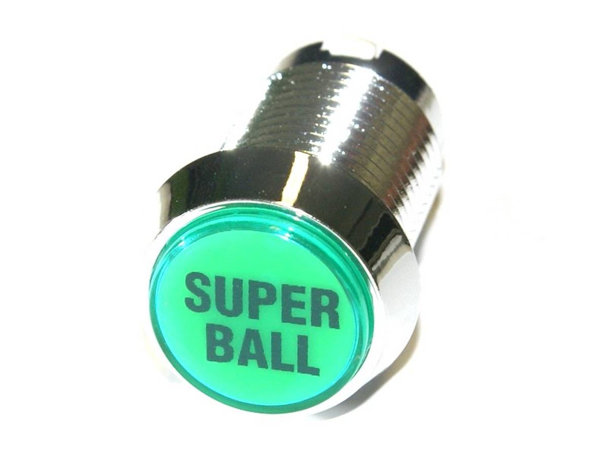 Button "Super Ball" - green, Body chrome